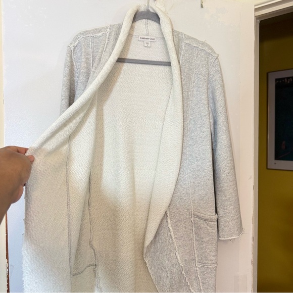 Coldwater Creek Duster Cardigan Sweater Lined Pocket Raw Hem - Picture 7 of 15